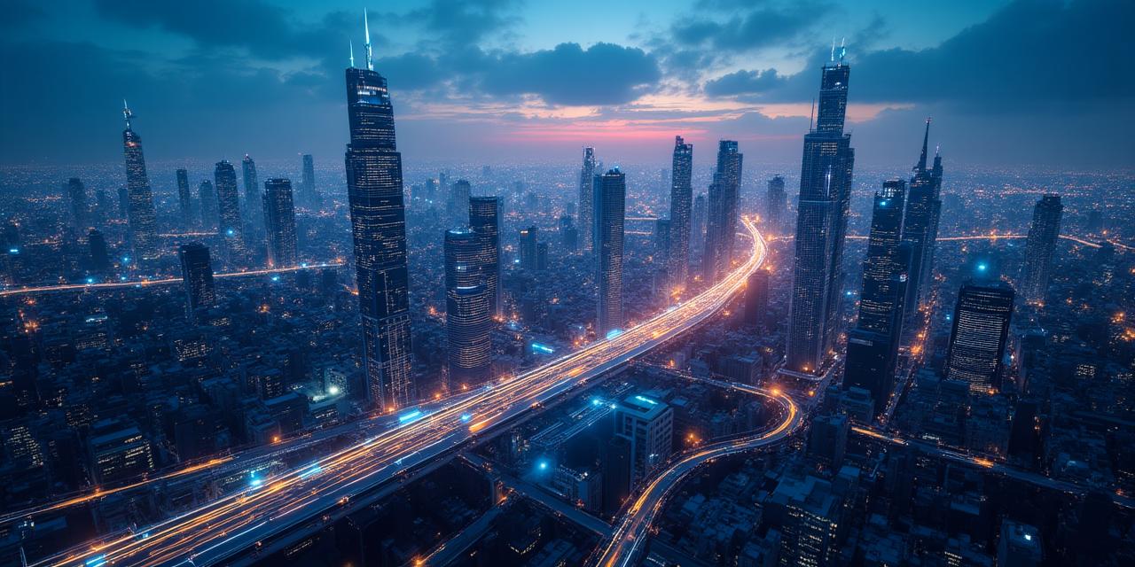 Futuristische Darstellung dezentraler Energienetze